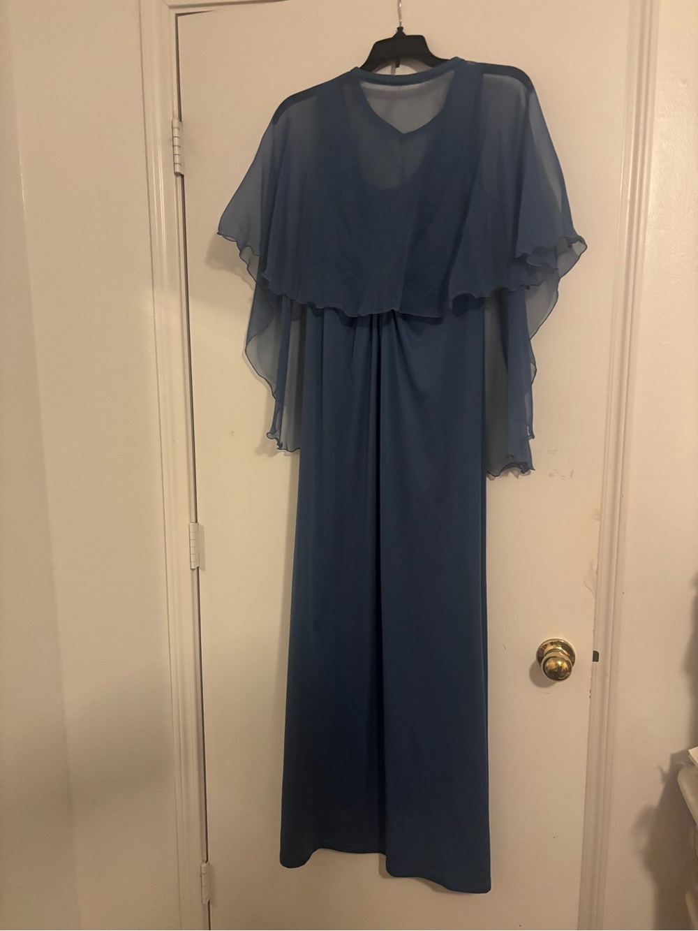 Vintage Elegant Blue Chiffon Overlay Maxi Dress